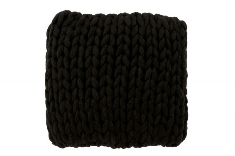 HAND KNITTED CUSHION BLACK     - CUSHIONS